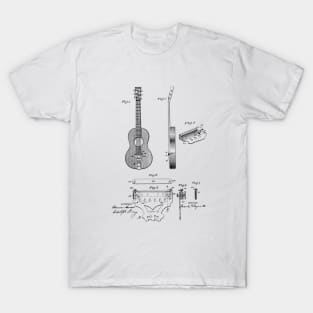 Adjustable Tail Piece for Guitars Vintage Patent Hand Drawing T-Shirt